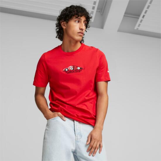 Puma Ferrari Race Graphic Tee KIRMIZI Erkek Tshirt - 1