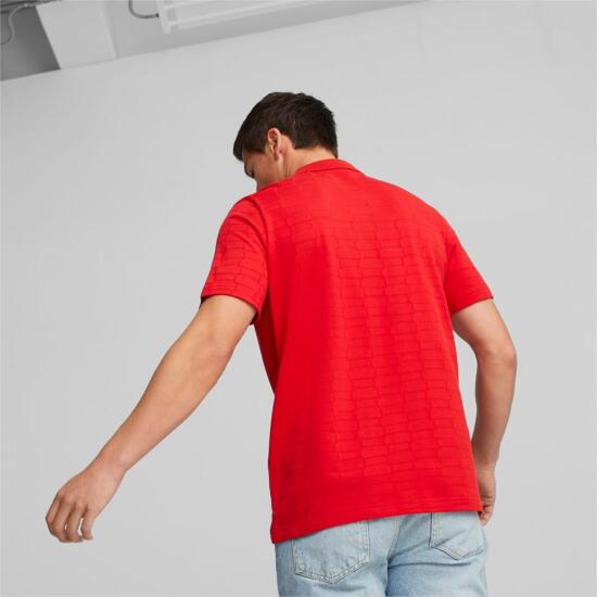 Puma Ferrari Style Jacquard Polo KIRMIZI Erkek Polo Tshirt - 4