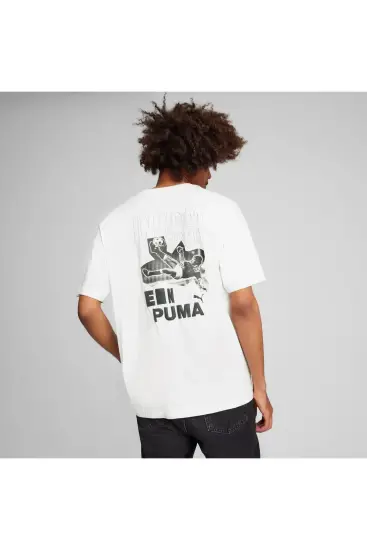 Puma GRAPHICS Bicycle Kick Tee BEYAZ Erkek Tshirt - 5