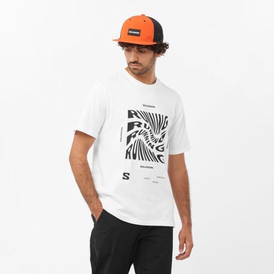 Salomon RUNNING GRAPHIC SS TEE M BEYAZ Erkek Tshirt - 1