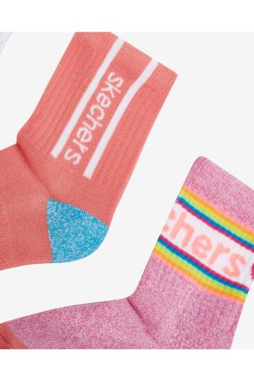 Skechers 3 Pack Crew Cut Half Terry Socks Pembe Çocuk Çorap - 3