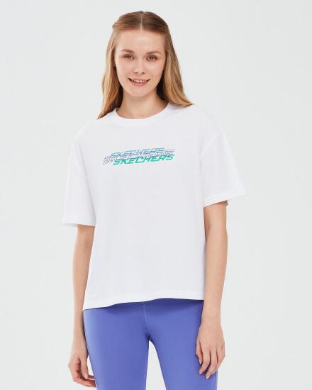 Skechers Graphic T-Shirt W Short Sleeve BEYAZ Kadın Tshirt - 1