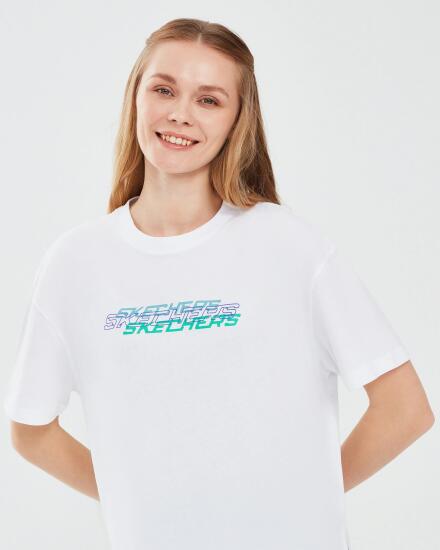 Skechers Graphic T-Shirt W Short Sleeve BEYAZ Kadın Tshirt - 5