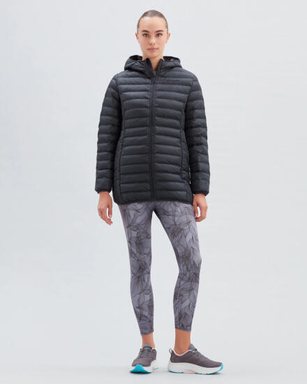 Skechers W Essentil Midi Lenght Hooded Jacket SİYAH Kadın Mont - 2