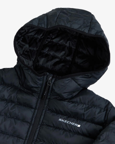 Skechers W Essentil Midi Lenght Hooded Jacket SİYAH Kadın Mont - 7