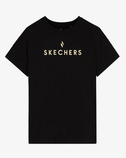 Skechers W Graphic Tee Crew Neck T-Shirt SİYAH Kadın Tshirt - 1