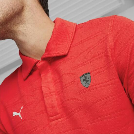 Puma Ferrari Style Jacquard Polo KIRMIZI Erkek Polo Tshirt - 4