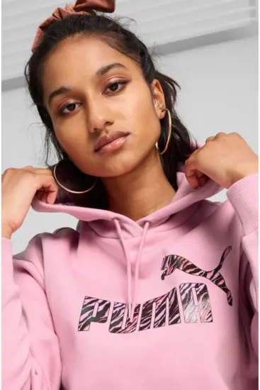 Puma ESS+ ANIMAL Hoodie FL Pembe Kadın Sweatshirt - 3