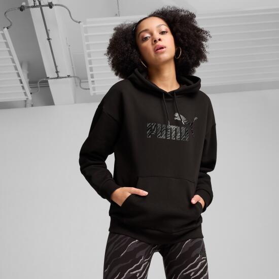 Puma ESS+ ANIMAL Hoodie FL SİYAH Kadın Sweatshirt - 1