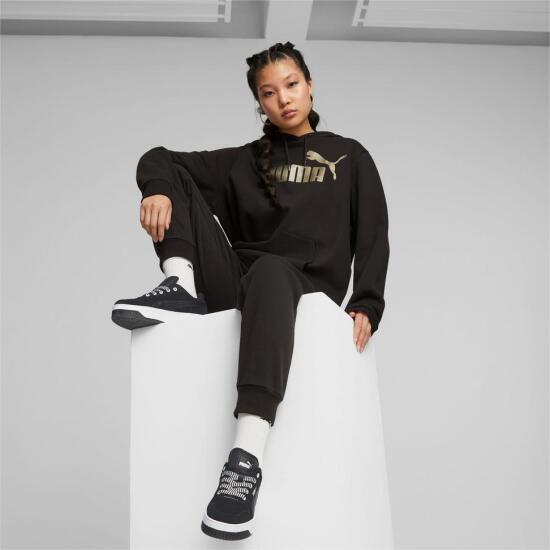 Puma ESS+ Metallic Logo Hoodie FL SİYAH Kadın Sweatshirt - 6