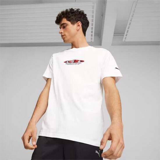 Puma Ferrari Race Graphic Tee 1 BEYAZ Erkek Tshirt - 1