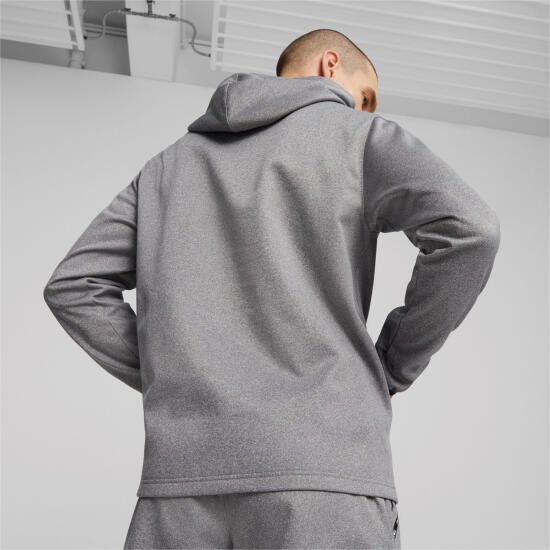 Puma Puma Fit Taped PWRFLEECE Hoodie Gri Erkek Eşofman Üstü - 4