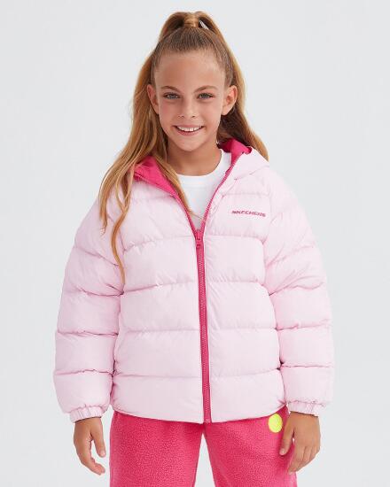 Skechers G Outerwear Reversible Coated Jacket Pembe Çocuk Mont - 1