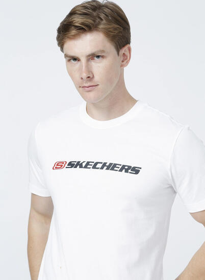 Skechers M Graphic Tee Big Logo T-Shirt BEYAZ Erkek Tshirt S212956-102 - 2