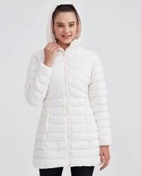 Skechers W Essential Maxi Length Hooded Jacket BEYAZ Kadın Mont - 4