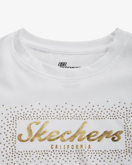 Skechers W Graphic Tee Shiny Logo T-Shirt BEYAZ Kadın Tshirt S221460-102 - 4