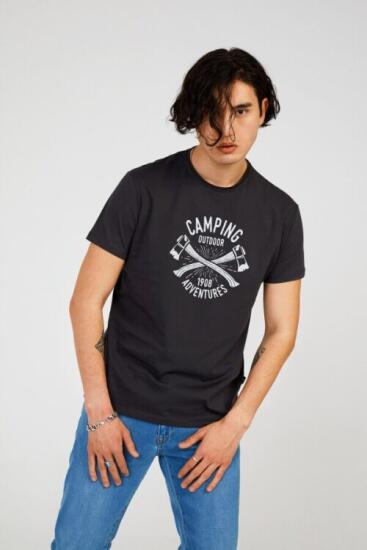 The Crow CAMPING TEE Antrasit Erkek Tshirt - 3