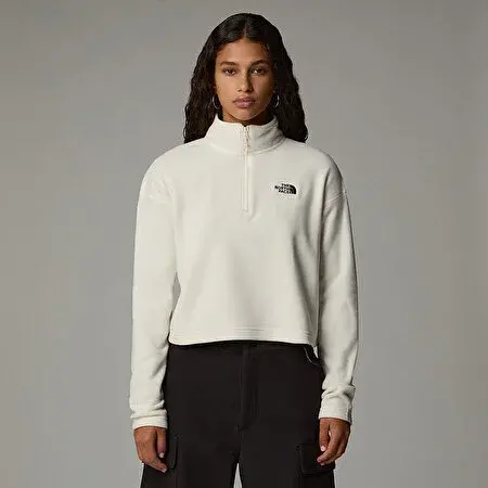 The North Face W 100 Glacier Cropped 1/4 Zip BEYAZ Kadın Sweatshirt - 1