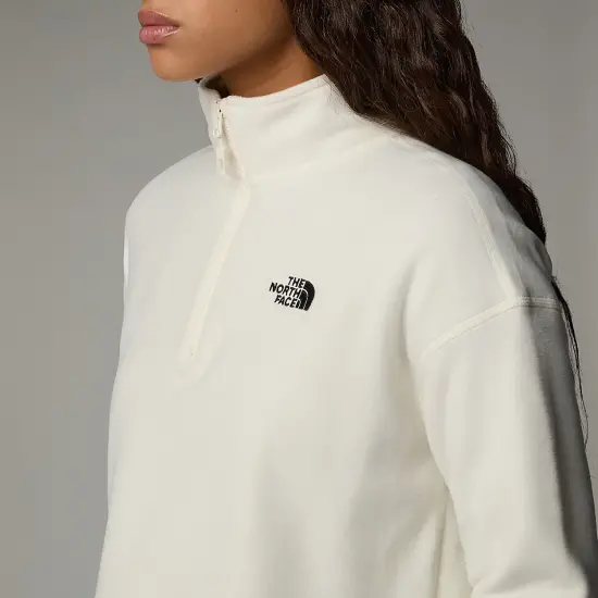 The North Face W 100 Glacier Cropped 1/4 Zip BEYAZ Kadın Sweatshirt - 4