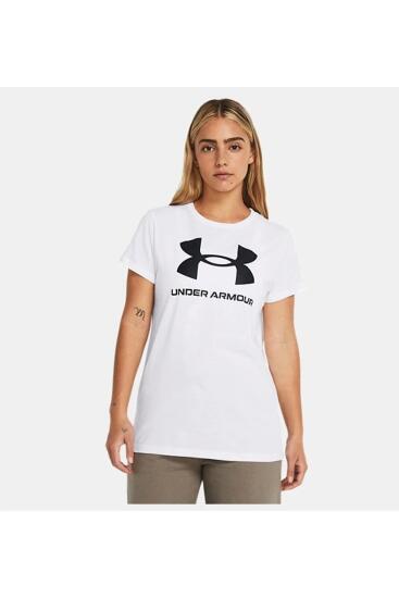 Under Armour UA W SPORTSTYLE LOGO SS Beyaz-Siyah Kadın Tshirt - 1