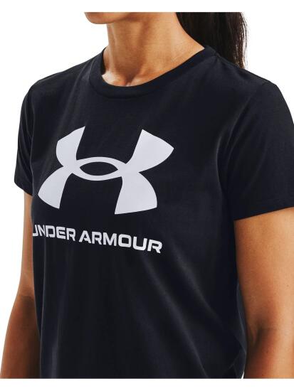 Under Armour UA W SPORTSTYLE LOGO SS Siyah-Beyaz Kadın Tshirt - 1