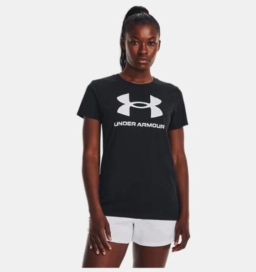 Under Armour UA W SPORTSTYLE LOGO SS Siyah-Beyaz Kadın Tshirt - 2