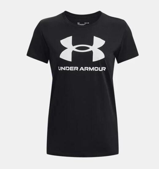 Under Armour UA W SPORTSTYLE LOGO SS Siyah-Beyaz Kadın Tshirt - 4